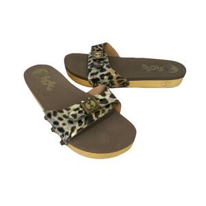 Flogg Sandal Nikita Leopard Print Wood Platform